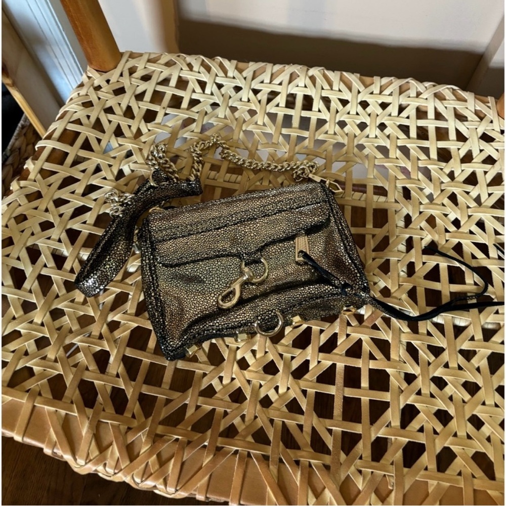 Rebecca Minkoff gold and black leather shoulder cross body bag